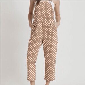 Brixton Tan and White Polka Dot Overalls